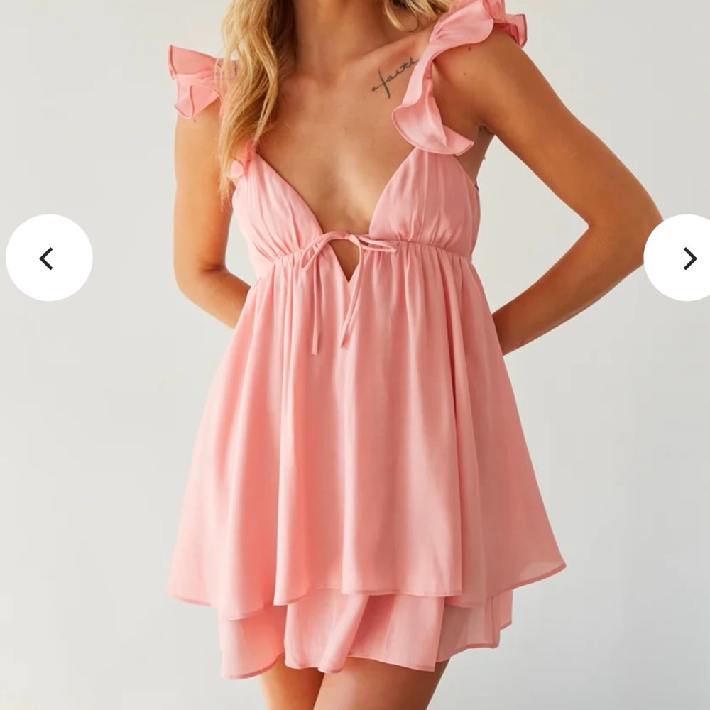 Pepper Open Back Ruffle Babydoll Mini Dress NWT Size Medium